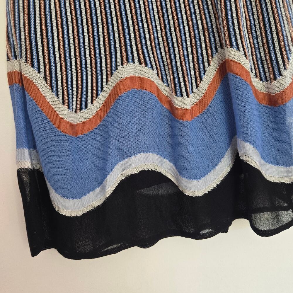 M Missoni Womens Knit Skirt Striped Wave Retro A Line Lightweight Euro Blue 10 - Picture 7 of 10